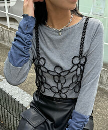 CIAOPANIC | パールビーズフラワービスチェ(Tシャツ/カットソー)