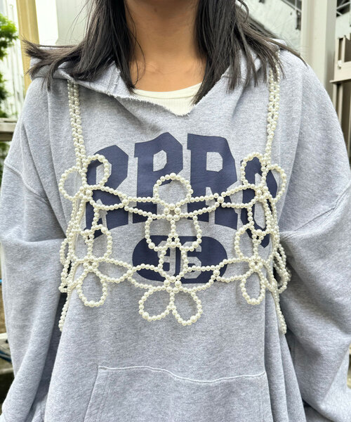 CIAOPANIC(チャオパニック)の「パールビーズフラワービスチェ(Tシャツ/カットソー・レディース・ブラック/ホワイト・ONE SIZE)」の8枚目の写真