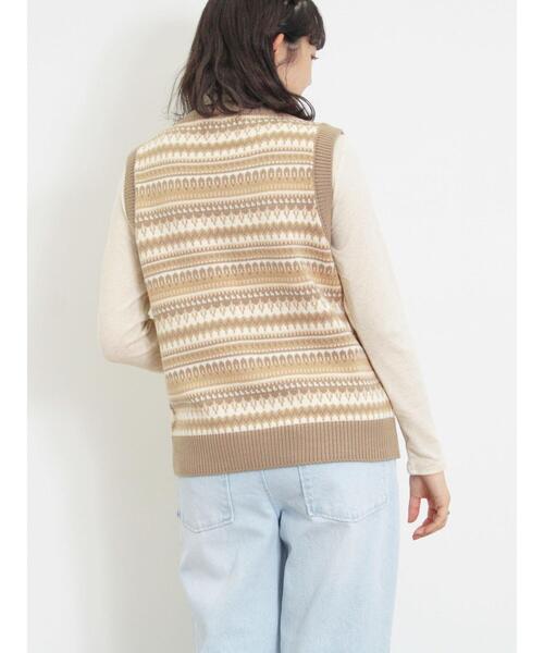 KELTY（ケルティ）の「【KELTY×Samansa Mos2】ジャカードニットベスト（ベスト・レディース・グリーン/ベージュ/ブラック・F）」の4枚目の写真