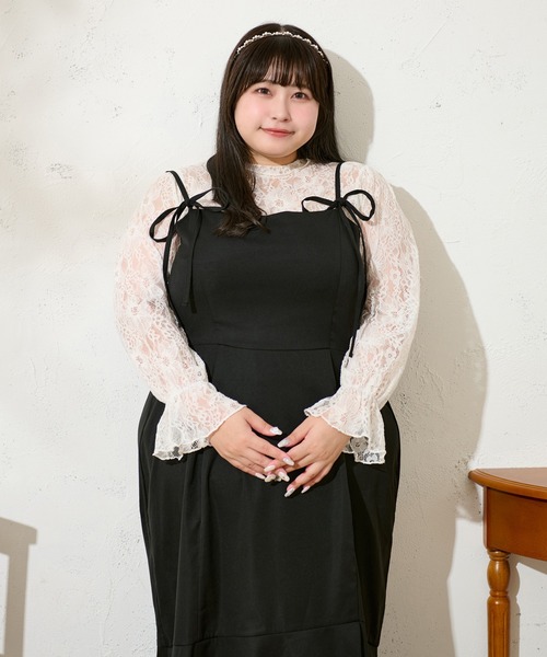 【美品】louiosy ルオシー キャミワンピース LL 大きいサイズ Louiosy ワンピース 「大きいサイズ」2WAYチュールキャミ