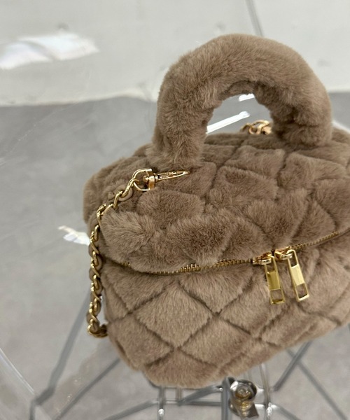 archives（アルシーヴ）の「ファーキルトバニティバッグ（ショルダーバッグ・レディース・ベージュ/オフホワイト・FREE）」の20枚目の写真