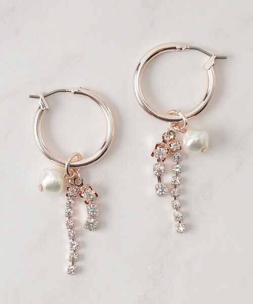 SHOO・LA・RUE（シューラルー）の「ダブルビジューフープピアス（ピアス（両耳用）・レディース・ピンクゴールド/シルバー/ゴールド・00）」の3枚目の写真