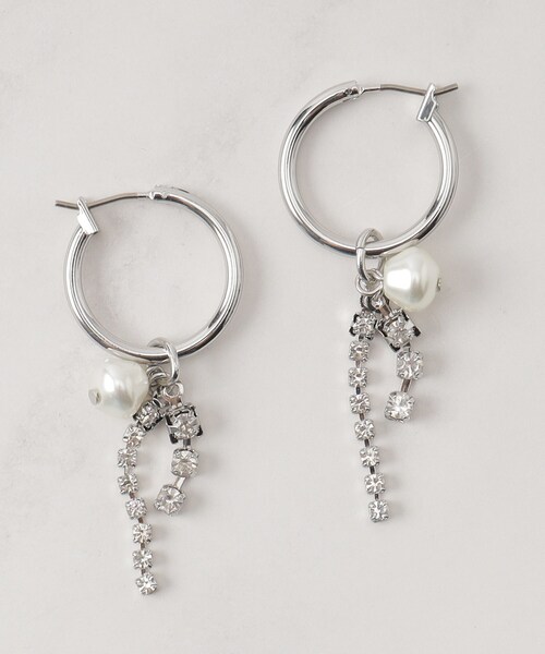 SHOO・LA・RUE（シューラルー）の「ダブルビジューフープピアス（ピアス（両耳用）・レディース・ピンクゴールド/シルバー/ゴールド・00）」の2枚目の写真