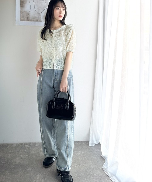 セール】【mily bilet】大人の華やかトップス。ハートボタン使い