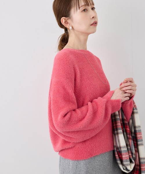 fluffy knitフラッフィーニット/ふわふわMIXフェザーニットプル