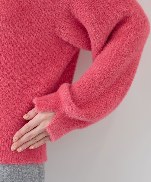 fluffy knitフラッフィーニット/ふわふわMIXフェザーニットプル