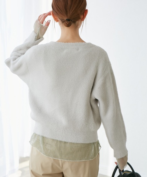 fluffy knitフラッフィーニット/ふわふわMIXフェザーニットプル