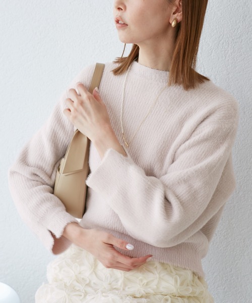 セール】fluffy knitフラッフィーニット/ふわふわMIXフェザーニット