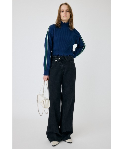 MOUSSY | GRUNGE LINE SLEEVE ニットトップス (ニット ) |SHEL