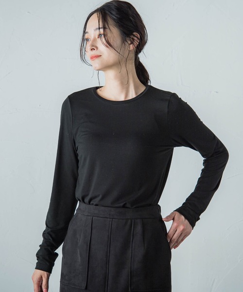LAUTREAMONT(ロートレアモン)の「【WEB限定】吸湿発熱 なめらかインナー≪洗える≫(Tシャツ/カットソー・レディース・チャコールグレー/ブラック/ベージュ/ブラウン/オフホワイト・9号/11号)」の9枚目の写真