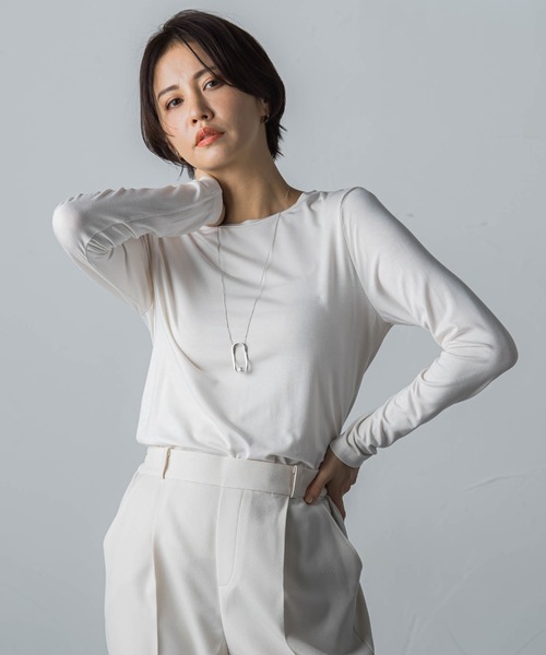 LAUTREAMONT(ロートレアモン)の「【WEB限定】吸湿発熱 なめらかインナー≪洗える≫(Tシャツ/カットソー・レディース・チャコールグレー/ブラック/ベージュ/ブラウン/オフホワイト・9号/11号)」の6枚目の写真