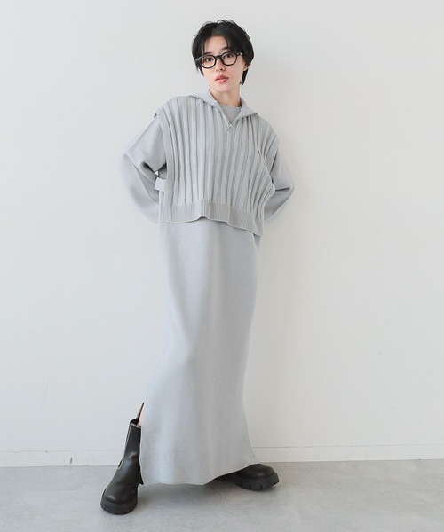 RAGEBLUE(レイジブルー)の「マルチWAY/ZIPニットベストセットワンピース(ワンピース・レディース・ブラック/グレー/ブルー・FREE)」の12枚目の写真