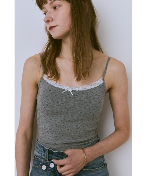 un/neu（アンノイ）の「レースラインカップ付きキャミ（キャミソール・レディース・グレー系その他/ブラック/ホワイト系その他/ホワイト・FREE）」の4枚目の写真