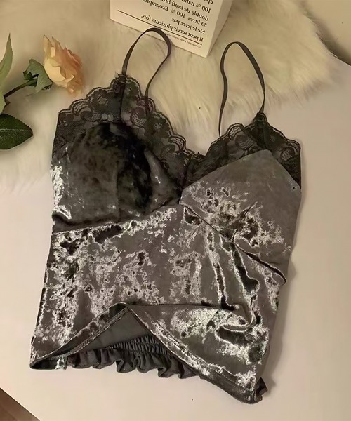 セール】blackdia ocean レーストリムベロアキャミソール