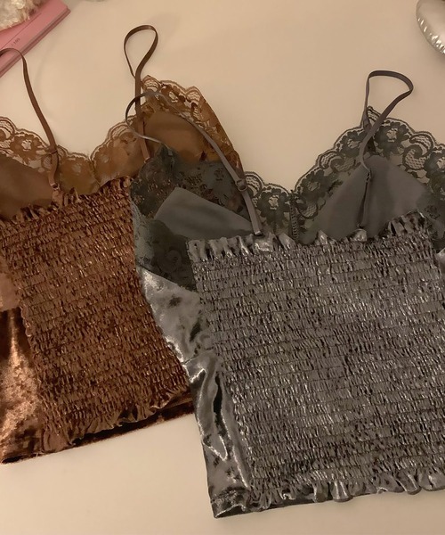 セール】blackdia ocean レーストリムベロアキャミソール