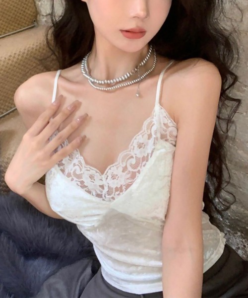 セール】blackdia ocean レーストリムベロアキャミソール