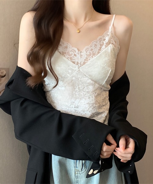 セール】blackdia ocean レーストリムベロアキャミソール