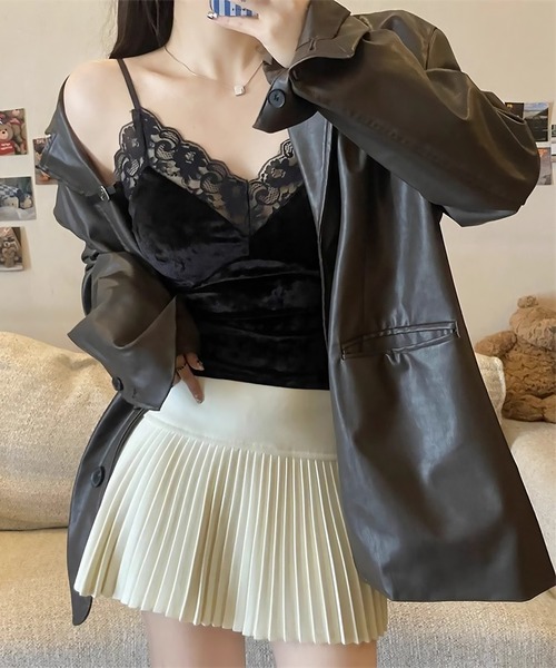 セール】blackdia ocean レーストリムベロアキャミソール