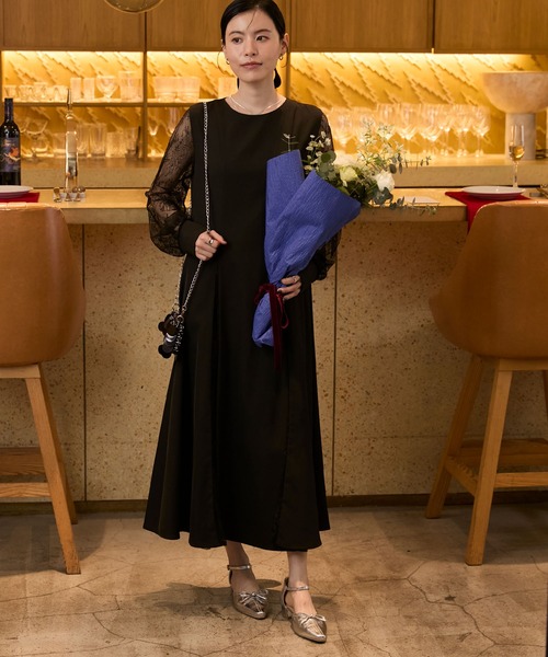 forksy.】【オケージョン対応】異素材ドッキング レース切り替え forksy.】【オケージョン対応】異素材ドッキング レース切り替え