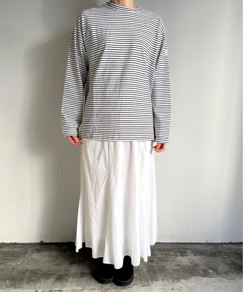 COMMON WARE(コモンウェアー)の「ST:MONTKEMMEL モンケメル BLIND BORDER L/S TEE ボーダーロングスリーブTシャツ(Tシャツ/カットソー・レディース・ホワイト系その他/チャコールグレー・36/38/40/42)」の4枚目の写真