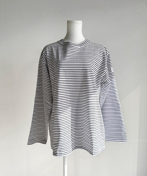 COMMON WARE(コモンウェアー)の「ST:MONTKEMMEL モンケメル BLIND BORDER L/S TEE ボーダーロングスリーブTシャツ(Tシャツ/カットソー・レディース・ホワイト系その他/チャコールグレー・36/38/40/42)」の6枚目の写真