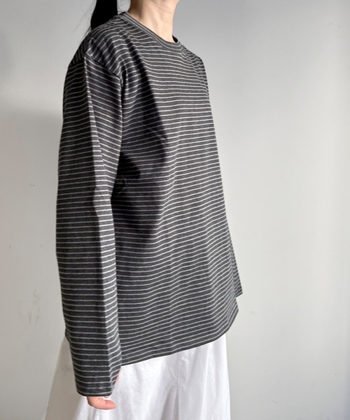 COMMON WARE(コモンウェアー)の「ST:MONTKEMMEL モンケメル BLIND BORDER L/S TEE ボーダーロングスリーブTシャツ(Tシャツ/カットソー・レディース・ホワイト系その他/チャコールグレー・36/38/40/42)」の11枚目の写真