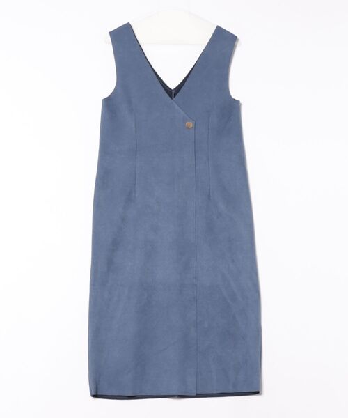 12Twelve Agenda（トゥエルブ　アジェンダ）の「Vネックラップ風スエードジャンスカ（ジャンパースカート・レディース・グレイッシュベージュ/チャコールグレー/ブルー/グリーン・M）」の2枚目の写真