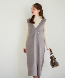 12Twelve Agenda（トゥエルブ　アジェンダ）の「Vネックラップ風スエードジャンスカ（ジャンパースカート・レディース）」