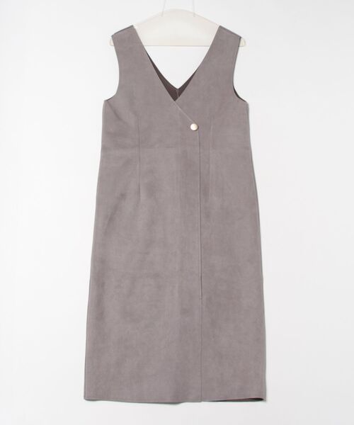 12Twelve Agenda（トゥエルブ　アジェンダ）の「Vネックラップ風スエードジャンスカ（ジャンパースカート・レディース・グレイッシュベージュ/チャコールグレー/ブルー/グリーン・M）」の18枚目の写真