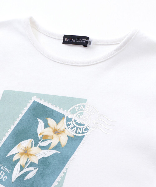 BeBe（ベベ）の「アイリス切手プリント長袖Tシャツ(90~150cm)（Tシャツ/カットソー・キッズ・ホワイト/ブルー・130cm/100cm/140cm/90cm/110cm/120cm/150cm）」の7枚目の写真