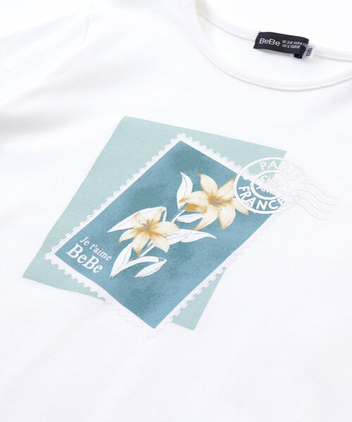 BeBe（ベベ）の「アイリス切手プリント長袖Tシャツ(90~150cm)（Tシャツ/カットソー・キッズ・ホワイト/ブルー・130cm/100cm/140cm/90cm/110cm/120cm/150cm）」の6枚目の写真