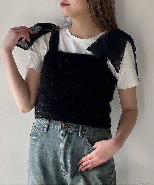 one way（ワンウェイ）の「フェザービスチェ（その他トップス・レディース・ブラック/グレー/ホワイト・FREE）」の2枚目の写真