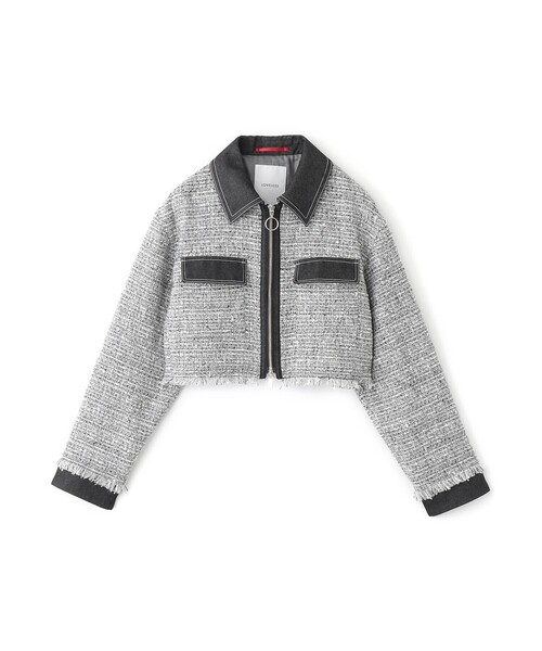 LOVELESS(ラブレス)の「クロップドツイードブルゾン(ブルゾン・レディース・ブラック・36)」の4枚目の写真