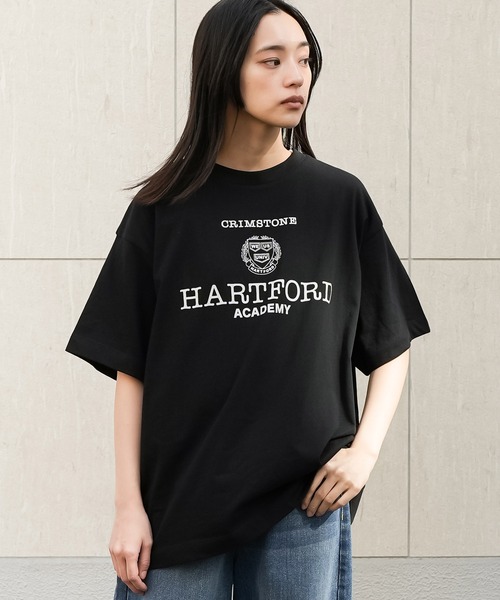 mili an deni(ミリアンデニ)の「半袖カレッジプリントTシャツ(Tシャツ/カットソー・レディース・ブラック/オフホワイト/チャコールグレー・M/L)」の2枚目の写真