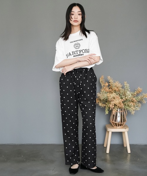 mili an deni(ミリアンデニ)の「半袖カレッジプリントTシャツ(Tシャツ/カットソー・レディース・ブラック/オフホワイト/チャコールグレー・M/L)」の5枚目の写真