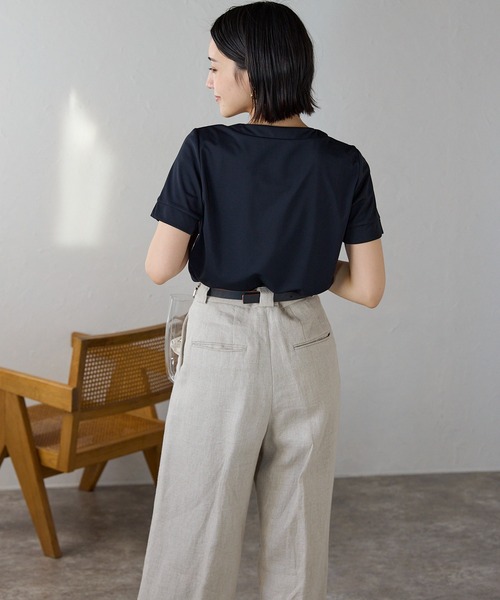 セール】タック切替え半袖カットソー（Tシャツ/カットソー