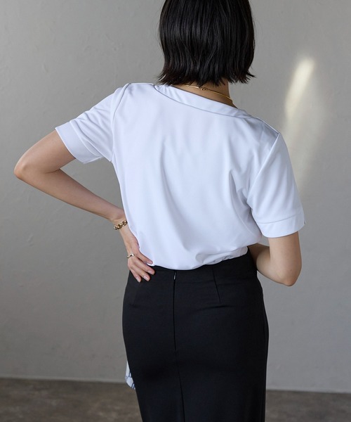 etre pret(エトレプレ)の「タック切替え半袖カットソー(Tシャツ/カットソー・レディース・ホワイト/ブラック・9号/13号/5号/7号/15号/11号)」の7枚目の写真
