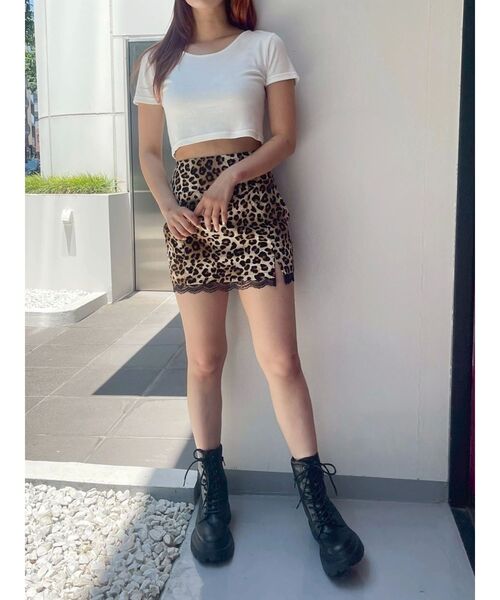 EVRIS（エヴリス）の「レオパードスリットミニスカート（スカート・レディース・ベージュ/グレー・MEDIUM/SMALL）」の6枚目の写真