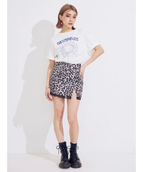 EVRIS（エヴリス）の「レオパードスリットミニスカート（スカート・レディース・ベージュ/グレー・MEDIUM/SMALL）」の10枚目の写真