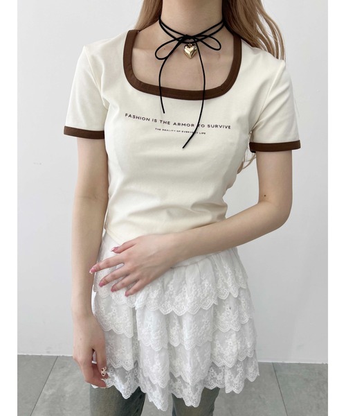 PHILLY（フィリー）の「【PHILLY】コンパクトリンガーTシャツ（Tシャツ/カットソー・レディース・ブラック/アイボリー/グレー・FREE）」の2枚目の写真