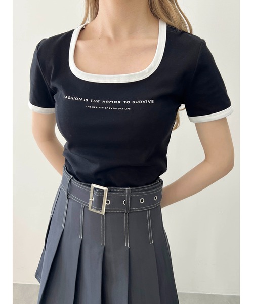 PHILLY（フィリー）の「【PHILLY】コンパクトリンガーTシャツ（Tシャツ/カットソー・レディース・ブラック/アイボリー/グレー・FREE）」の3枚目の写真