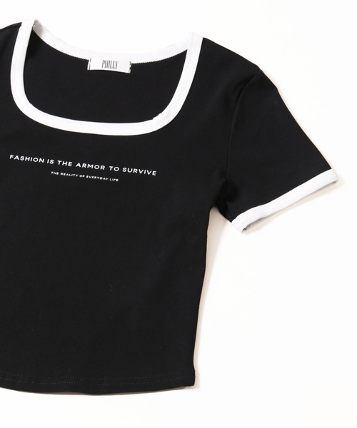 PHILLY（フィリー）の「【PHILLY】コンパクトリンガーTシャツ（Tシャツ/カットソー・レディース・ブラック/アイボリー/グレー・FREE）」の21枚目の写真