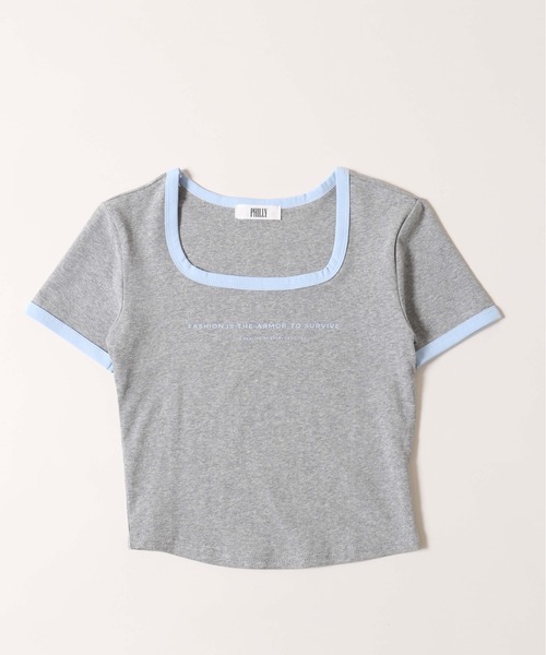 PHILLY（フィリー）の「【PHILLY】コンパクトリンガーTシャツ（Tシャツ/カットソー・レディース・ブラック/アイボリー/グレー・FREE）」の18枚目の写真