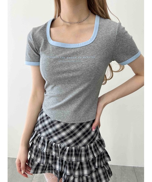 PHILLY（フィリー）の「【PHILLY】コンパクトリンガーTシャツ（Tシャツ/カットソー・レディース・ブラック/アイボリー/グレー・FREE）」の12枚目の写真