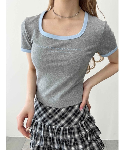 PHILLY（フィリー）の「【PHILLY】コンパクトリンガーTシャツ（Tシャツ/カットソー・レディース・ブラック/アイボリー/グレー・FREE）」の13枚目の写真