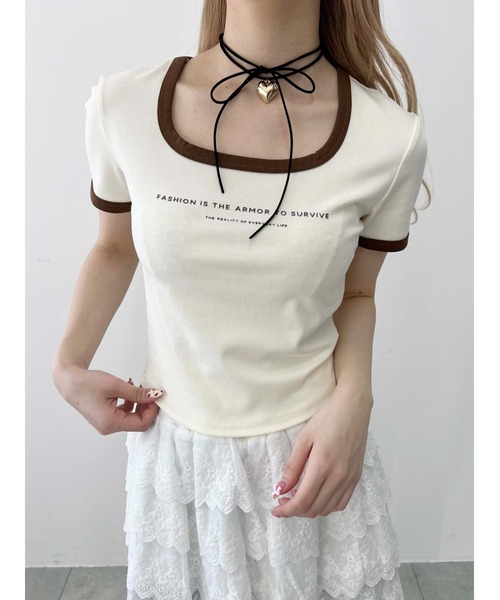 PHILLY（フィリー）の「【PHILLY】コンパクトリンガーTシャツ（Tシャツ/カットソー・レディース・ブラック/アイボリー/グレー・FREE）」の4枚目の写真