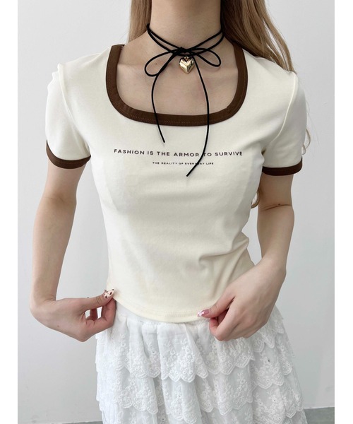 PHILLY（フィリー）の「【PHILLY】コンパクトリンガーTシャツ（Tシャツ/カットソー・レディース・ブラック/アイボリー/グレー・FREE）」の5枚目の写真