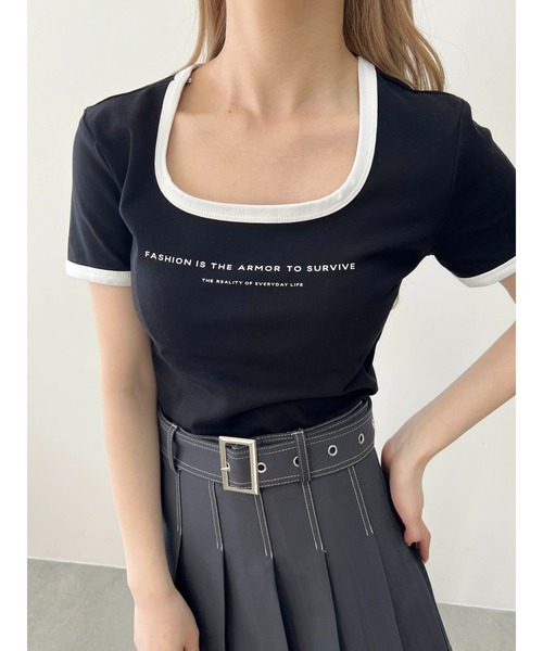 PHILLY（フィリー）の「【PHILLY】コンパクトリンガーTシャツ（Tシャツ/カットソー・レディース・ブラック/アイボリー/グレー・FREE）」の7枚目の写真