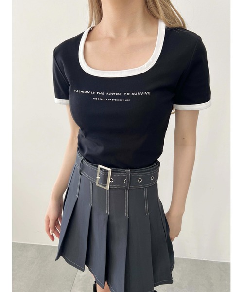 PHILLY（フィリー）の「【PHILLY】コンパクトリンガーTシャツ（Tシャツ/カットソー・レディース・ブラック/アイボリー/グレー・FREE）」の9枚目の写真