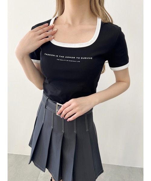 PHILLY（フィリー）の「【PHILLY】コンパクトリンガーTシャツ（Tシャツ/カットソー・レディース・ブラック/アイボリー/グレー・FREE）」の10枚目の写真